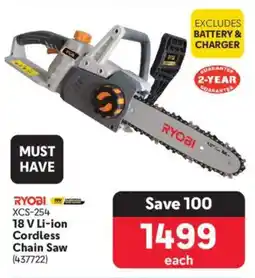 Makro Ryobi 18 V Li-ion Cordless Chain Saw offer