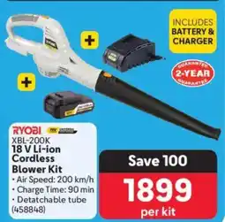 Makro Ryobi 18 V Li-ion Cordless Blower Kit offer