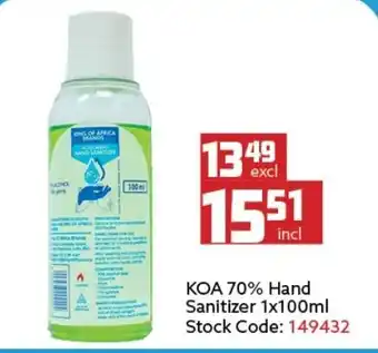 Africa Cash and Carry KOA 70% Hand Sanitizer 100ml offer
