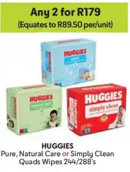 Makro Huggies Pure, Natural Care or Simply Clean Quads Wipes offer