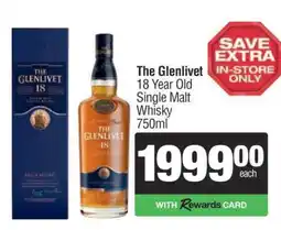 Spar Tops The Glenlivet 18 Year Old Single Malt Whisky 750ml offer