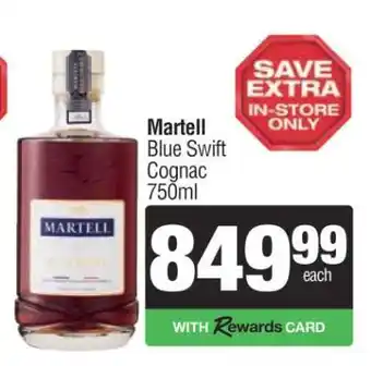 Spar Tops MARTELL BLUE SWIFT COGNAC 750ml offer