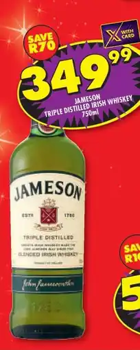 Shoprite Jameson Triple Distilled Irish Whiskey 750ml offer