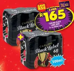 Shoprite CARLING BLACK LABEL BEER 2x 6x500ml cans offer