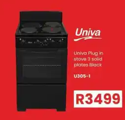 OK Furniture Univa Plug in stove 3 solid plates Black offer