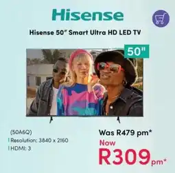 Teljoy Hisense 50" Smart Ultra HD LED TV offer
