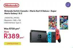 Teljoy Nintendo Switch Console + Mario Kart 8 Deluxe + Super Mario Galaxy 1 & 2 offer