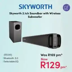 Teljoy Skyworth 2.1ch Soundbar with Wireless Subwoofer offer