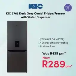Teljoy KIC Dark Grey Combi Fridge/ Freezer with Water Dispenser offer