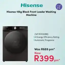 Teljoy Hisense Black Front Loader Washing Machine offer