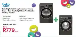Teljoy Beko Twilight Grey Condenser Tumble Dryer + Beko Twilight Grey Front Loader Washing Machine offer