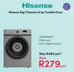 Teljoy Hisense Titanium Grey Tumble Dryer offer
