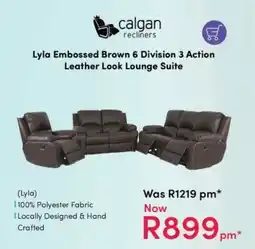 Teljoy Calgan Lyla Embossed Brown 6 Division 3 Action Leather Look Lounge Suite offer