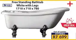 Laduma Hardware catalogue Ortiz Free Standing Bathtub White with Legs offer