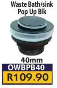 Laduma Hardware catalogue Waste Bath/ Sink Pop Up Blk offer