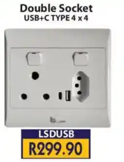 Laduma Hardware catalogue Lars Double Socket USB + C Tyoe 4x4 offer