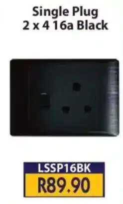 Laduma Hardware catalogue Lars Single Plug 2 x 4 16a Black offer