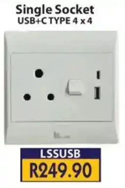 Laduma Hardware catalogue Lars Single Socket USB + C Type 4x4 offer