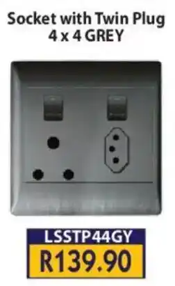 Laduma Hardware catalogue Lars Socket with Twin Plug 4x4 Grey offer