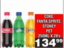 Advance Cash n Carry COKE, FANTA, SPRITE, STONEY PET 250ML X 28's offer
