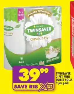 Shoprite TWINSAVER 2-PLY MINI TOILET ROLLS offer