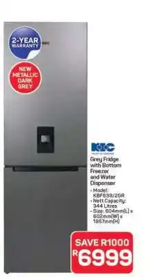 Pick n Pay Hypermarket Grey Fridge with Bottom Freezer and Water Dispenser offer
