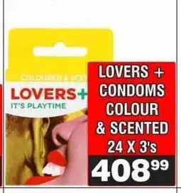 Advance Cash n Carry LOVERS + CONDOMS COLOUR & SCENTED 24 X 3's offer