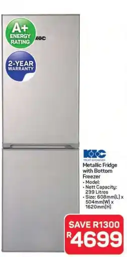 Pick n Pay Hypermarket Metallic Fridge with Bottom Freezer offer
