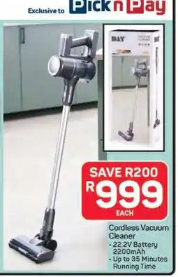 Pick n Pay Hypermarket Cordless Vacuum Cleaner offer