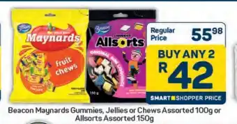 Pick n Pay Beacon Maynards Gummies, Jellies or Chews Assorted 100g or Allsorts Assorted 150g offer