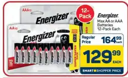 Pick n Pay Hypermarket Energizer Max AA or AAA Batteries 12-Pack offer