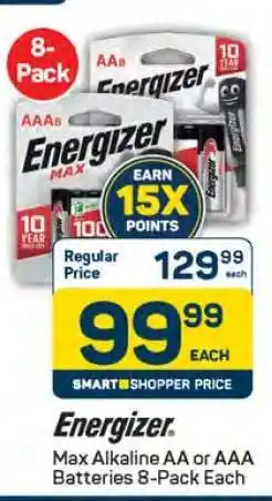 Pick n Pay Energizer Max Alkaline AA or AAA Batteries 8-Pack Each offer