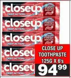 Advance Cash n Carry CLOSE UP TOOTHPASTE 125G X 6'S offer