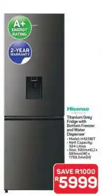 Pick n Pay Hypermarket Hisense Titanium Grey Fridge offer