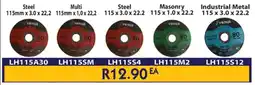 Laduma Hardware catalogue Venus Steel, Multi, Masonry or Industrial Metal Cutting Disc offer