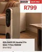 Leroy Merlin Goldair 7 Fins 1500W Oil Heater Fin Slim 81417612 offer