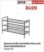Leroy Merlin Spaceo Studio Stackable Shoe Rack Black 90 x 35 x 55cm 81461778 offer