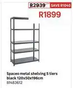 Leroy Merlin Spaceo Metal Shelving 5 Tiers Black 120 x 50 x 196cm 81483612 offer