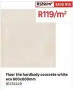 Leroy Merlin Floor Tile Hardbody Concrete White Eco 600 x 600mm 81474449-Per Sqm offer