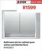 Leroy Merlin Bathroom Mirror Cabinet Pure White Wall 60 x 15 x 75cm 81482853 offer