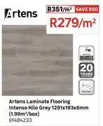 Leroy Merlin Artens Laminate Flooring Intenso Nilo Grey 1291 x 193 x 8mm (1.99 Sqm/Box) 81484233-Per Sqm offer