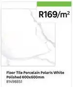 Leroy Merlin Floor Tile Porcelain Polaris White Polished 600 x 600mm 81498851-Per Sqm offer