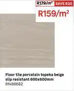 Leroy Merlin Floor Tile Porcelain Topeka Beige Slip Resistant 600 x 600mm 81488682-Per Sqm offer