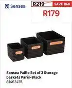 Leroy Merlin Sensea Paille Set Of 3 Storage Baskets Paris Black 81463475 offer