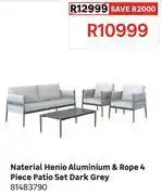 Leroy Merlin Naterial Henio Alum & Rope 4 Piece Patio Set Dark Grey 81483790 offer