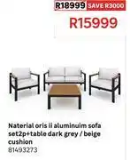 Leroy Merlin Naterial Oris II Alum Sofa Set 2 Pce + Table Dark Grey/Beige Cushion 81493273 offer