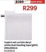 Leroy Merlin Inspire Net Curtain Deryl White Dual Heading Tape (gtht) 200 x 280cm 8148960 offer