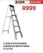 Leroy Merlin Rise 6 Step Aluminium Ladder SS 180cm 150Kg 81491096 offer