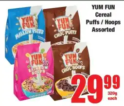 Boxer YUM FUN Cereal Puffs / Hoops Assorted offer