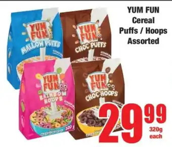 Boxer YUM FUN Cereal Puffs / Hoops Assorted offer